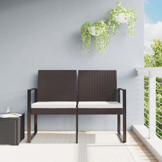 Panca da Giardino a 2 Posti con Cuscini in Rattan PP Marrone - homemem39