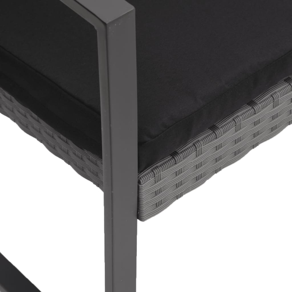 Panca da Giardino a 3 Posti con Cuscini Rattan PP Grigio Scuro | homemem39