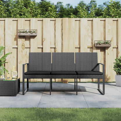 Panca da Giardino a 3 Posti con Cuscini Rattan PP Grigio Scuro | homemem39