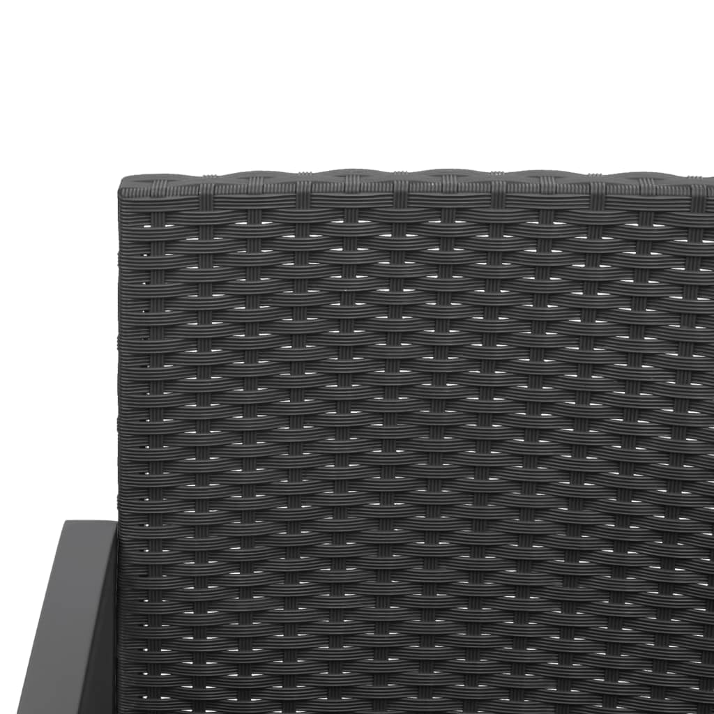Set da Pranzo da Giardino 5 pz Nero con Cuscini in Rattan PP | homemem39