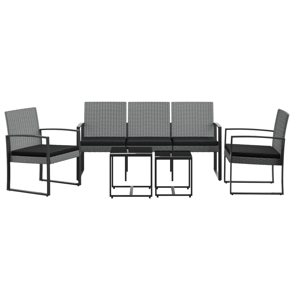 Set Pranzo da Giardino 5 pz con Cuscini PP Rattan Grigio Scuro - homemem39