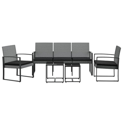 Set Pranzo da Giardino 5 pz con Cuscini PP Rattan Grigio Scuro - homemem39