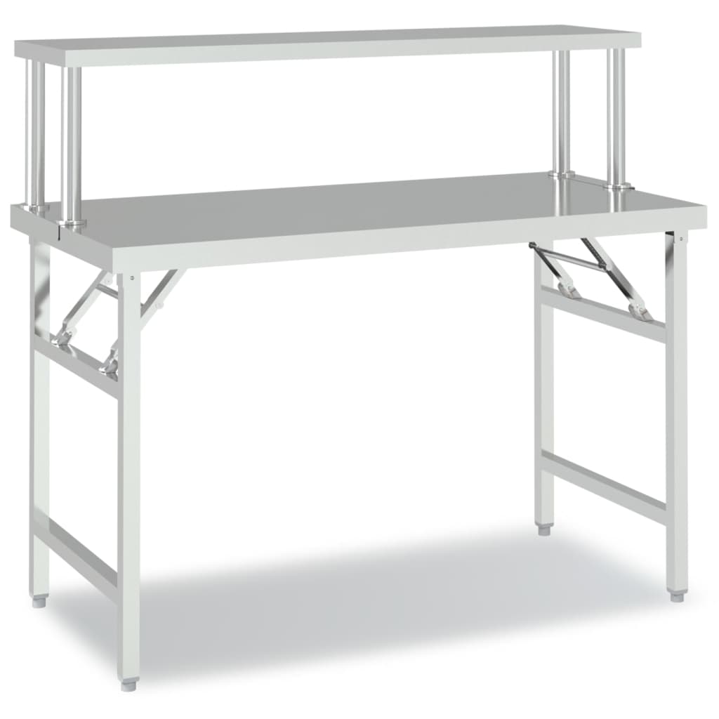 Tavolo Lavoro Cucina con Ripiano 120x60x115 cm Acciaio Inox | homemem39