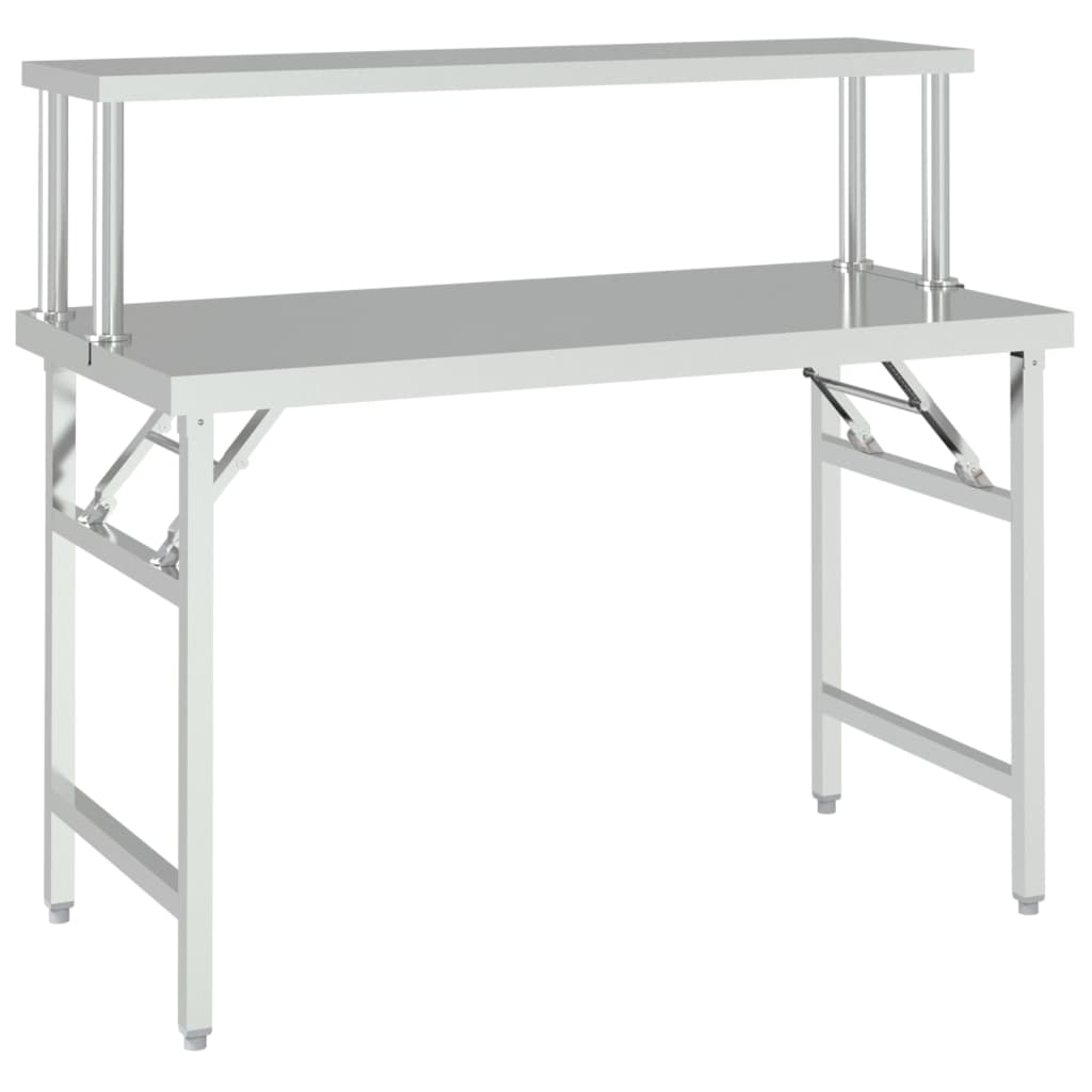 Tavolo Lavoro Cucina con Ripiano 120x60x115 cm Acciaio Inox - homemem39
