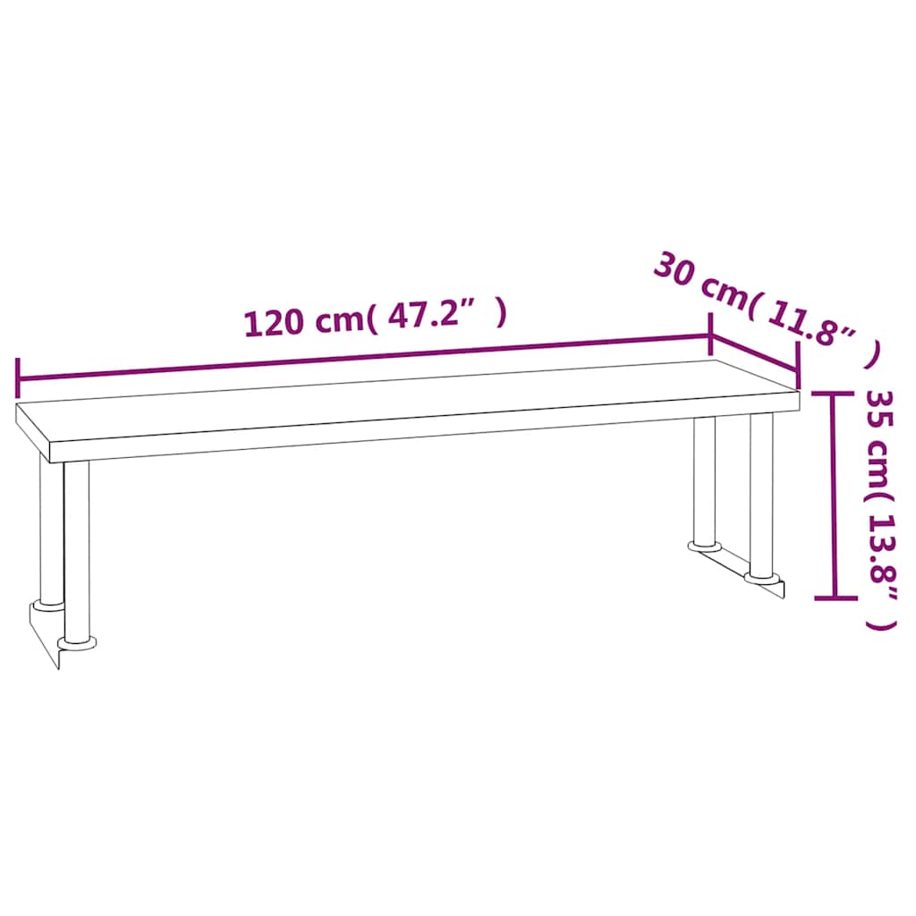 Tavolo Lavoro Cucina con Ripiano 120x60x115 cm Acciaio Inox | homemem39