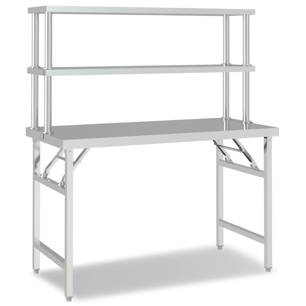 Tavolo Lavoro Cucina con Ripiano 120x60x145 cm Acciaio Inox | homemem39