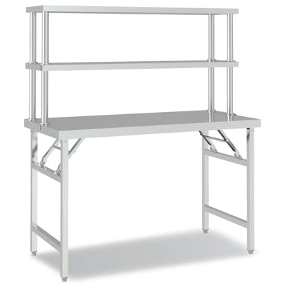 Tavolo Lavoro Cucina con Ripiano 120x60x145 cm Acciaio Inox | homemem39