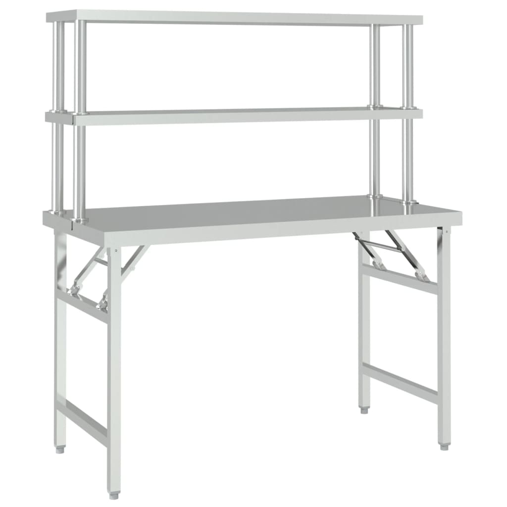 Tavolo Lavoro Cucina con Ripiano 120x60x145 cm Acciaio Inox | homemem39