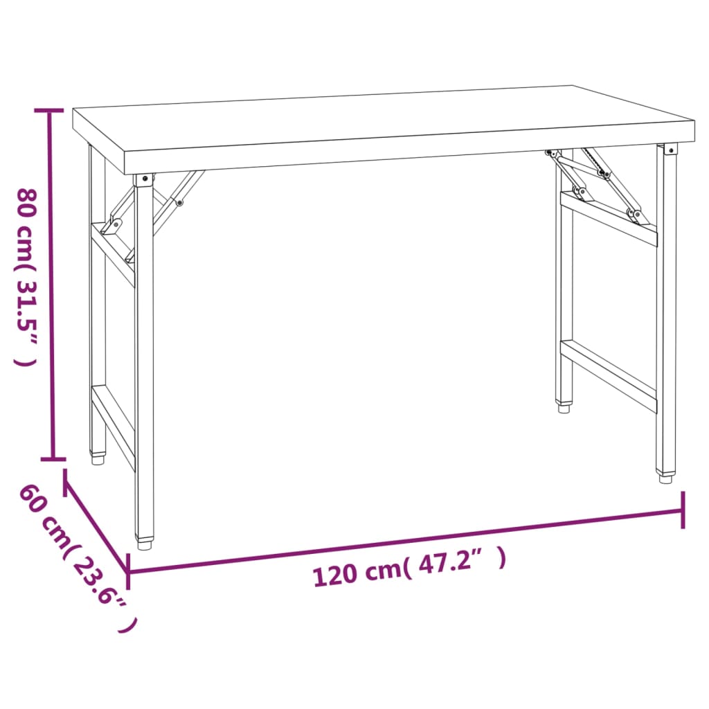 Tavolo Lavoro Cucina con Ripiano 120x60x145 cm Acciaio Inox | homemem39