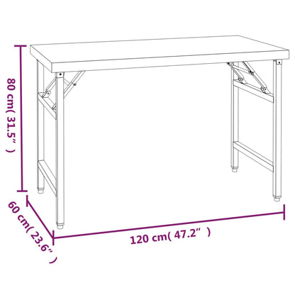Tavolo Lavoro Cucina con Ripiano 120x60x145 cm Acciaio Inox | homemem39