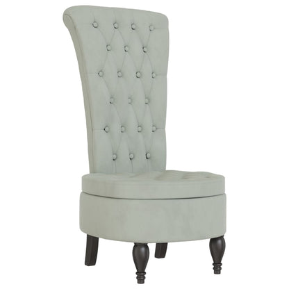 Sedia Schienale Alto Design con Bottoni Velluto Grigio Chiaro - homemem39