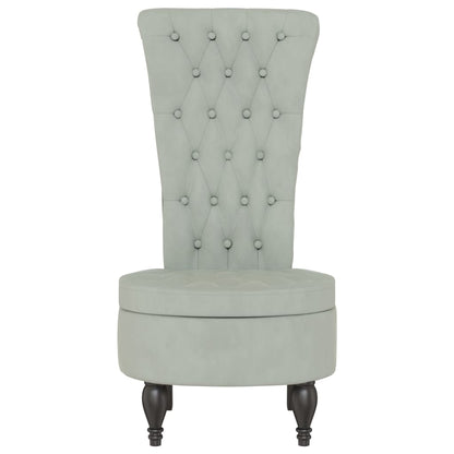 Sedia Schienale Alto Design con Bottoni Velluto Grigio Chiaro - homemem39