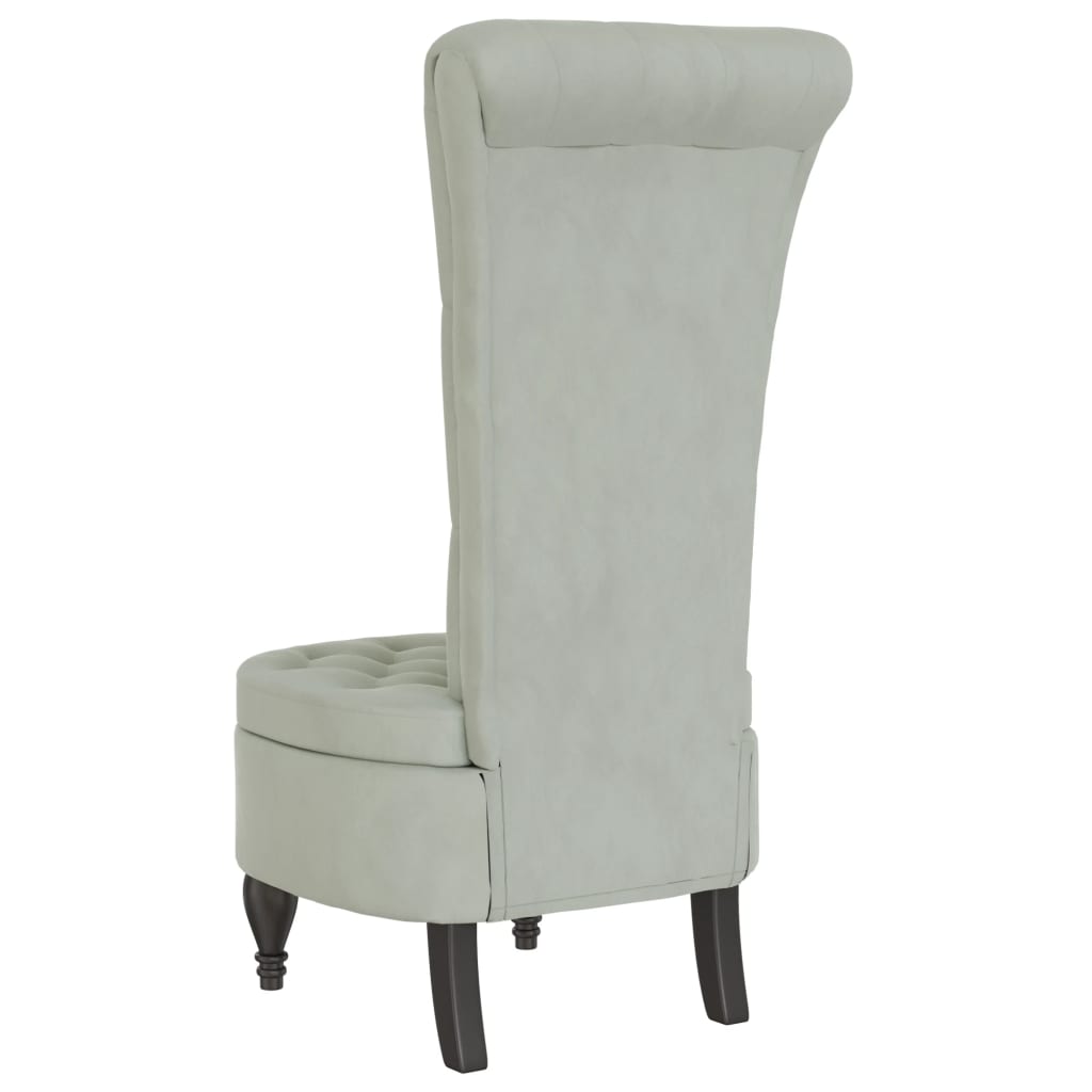 Sedia Schienale Alto Design con Bottoni Velluto Grigio Chiaro - homemem39