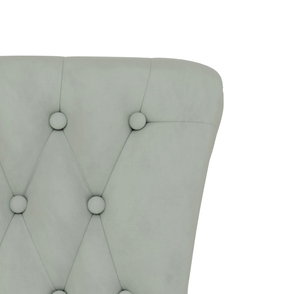 Sedia Schienale Alto Design con Bottoni Velluto Grigio Chiaro - homemem39