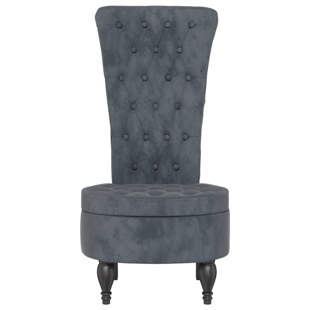 Sedia Schienale Alto Design con Bottoni in Velluto Grigio Scuro - homemem39