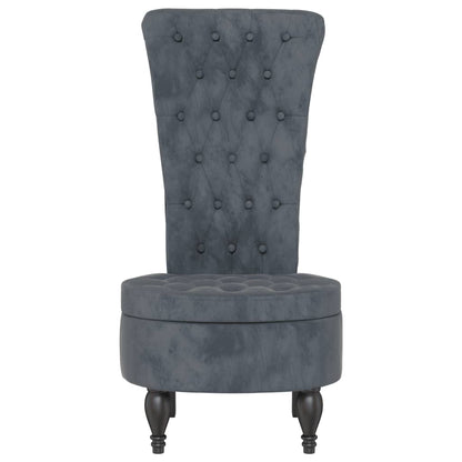 Sedia Schienale Alto Design con Bottoni in Velluto Grigio Scuro - homemem39