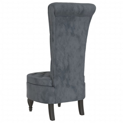 Sedia Schienale Alto Design con Bottoni in Velluto Grigio Scuro - homemem39