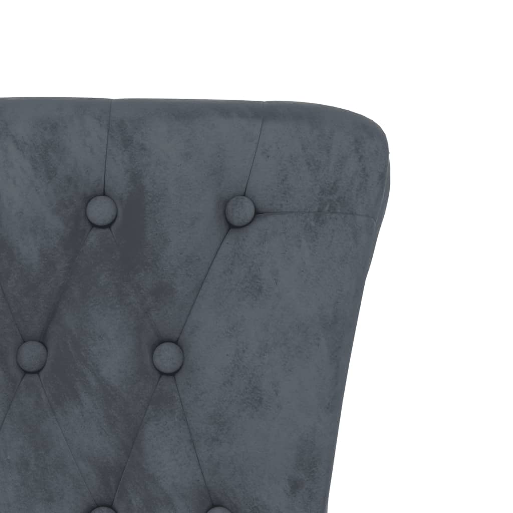 Sedia Schienale Alto Design con Bottoni in Velluto Grigio Scuro - homemem39