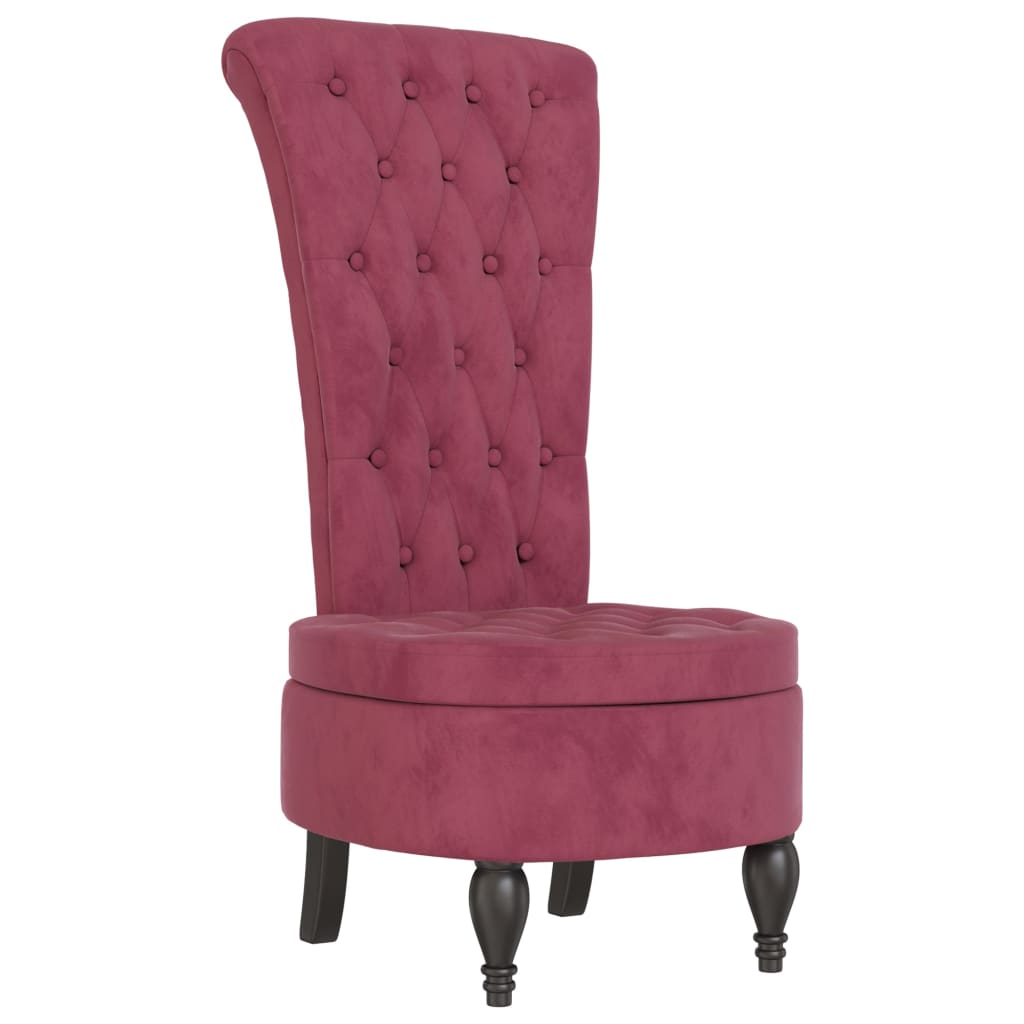 Sedia Schienale Alto Design Bottoni Velluto Rosso Vino Chiaro - homemem39