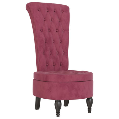 Sedia Schienale Alto Design Bottoni Velluto Rosso Vino Chiaro - homemem39