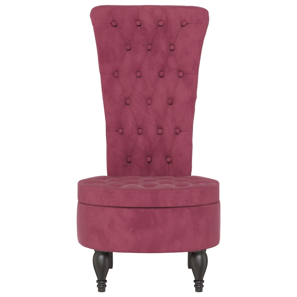 Sedia Schienale Alto Design Bottoni Velluto Rosso Vino Chiaro - homemem39