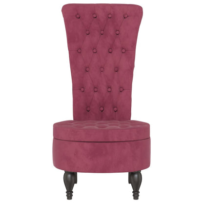 Sedia Schienale Alto Design Bottoni Velluto Rosso Vino Chiaro - homemem39