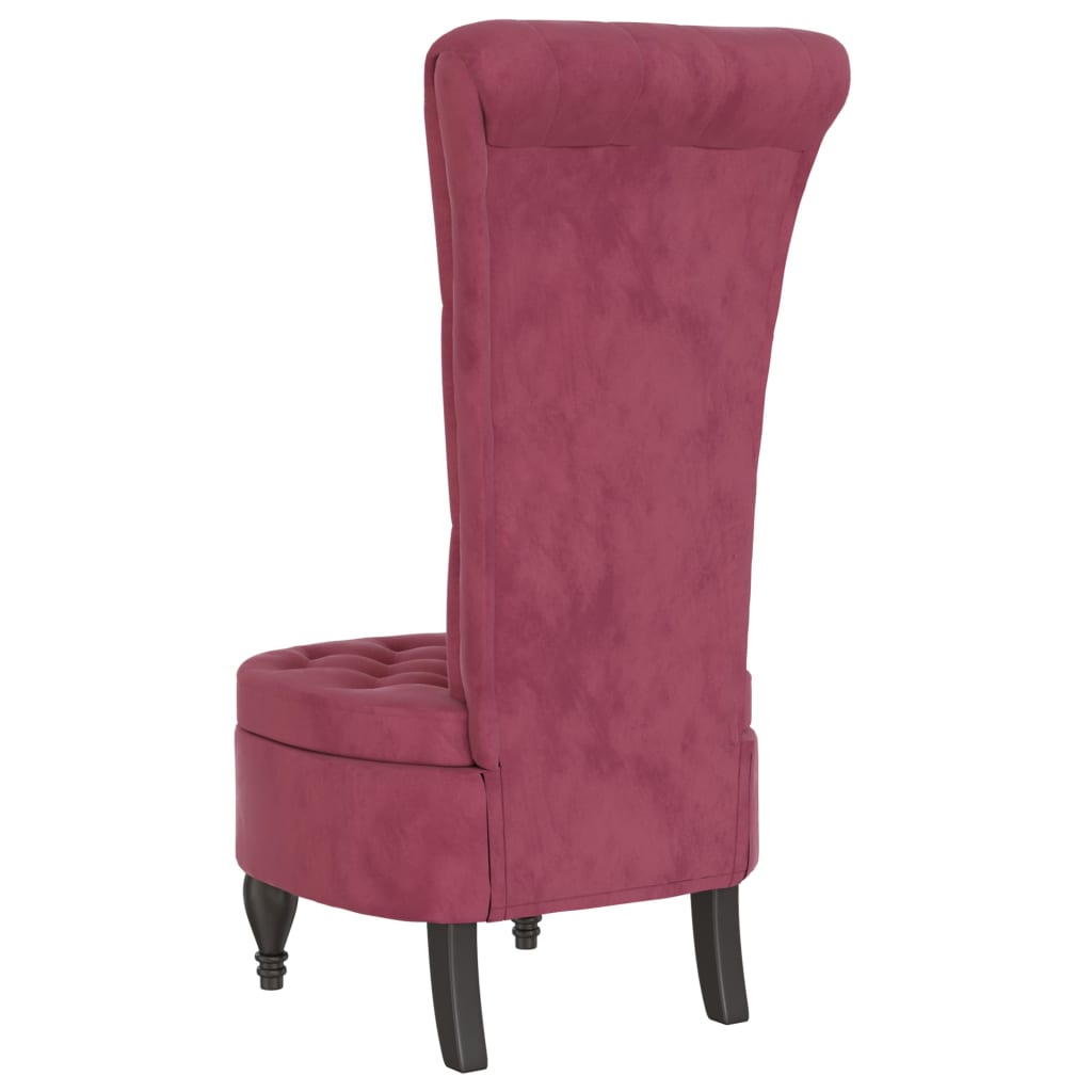 Sedia Schienale Alto Design Bottoni Velluto Rosso Vino Chiaro - homemem39