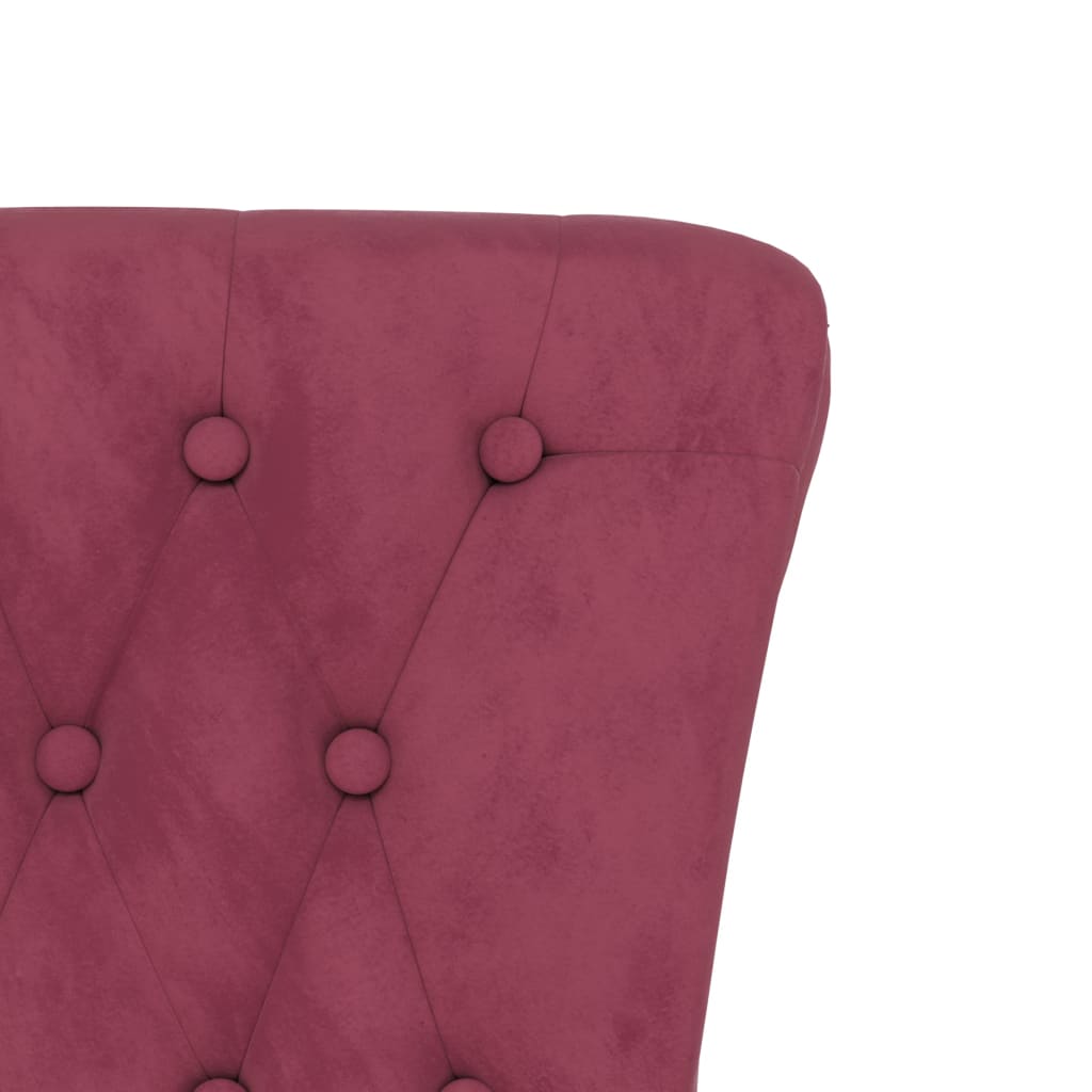 Sedia Schienale Alto Design Bottoni Velluto Rosso Vino Chiaro - homemem39