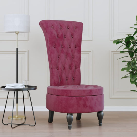 Sedia Schienale Alto Design Bottoni Velluto Rosso Vino Chiaro - homemem39