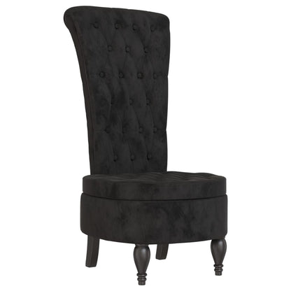 Sedia con Schienale Alto Design con Bottoni in Velluto Nero - homemem39