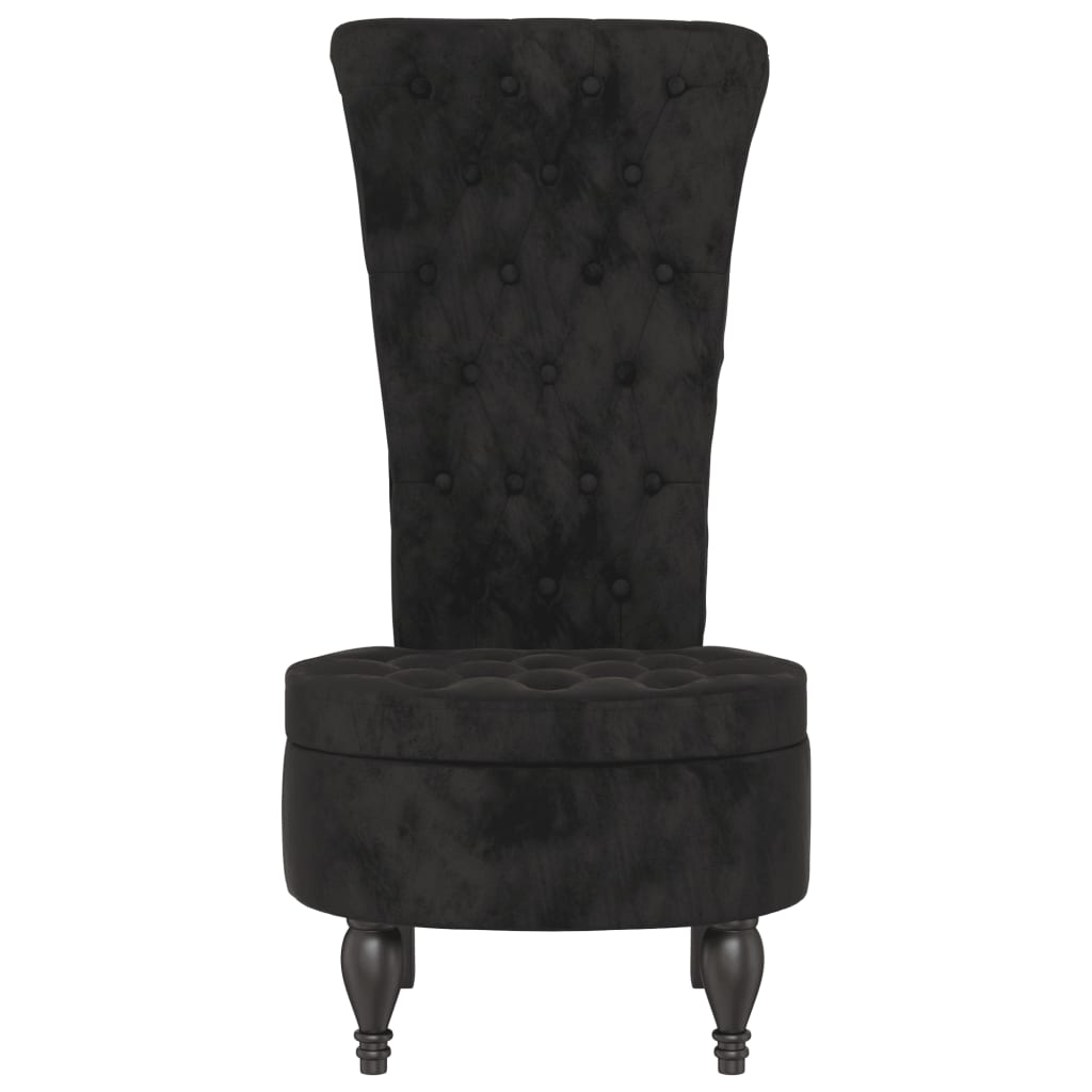 Sedia con Schienale Alto Design con Bottoni in Velluto Nero - homemem39