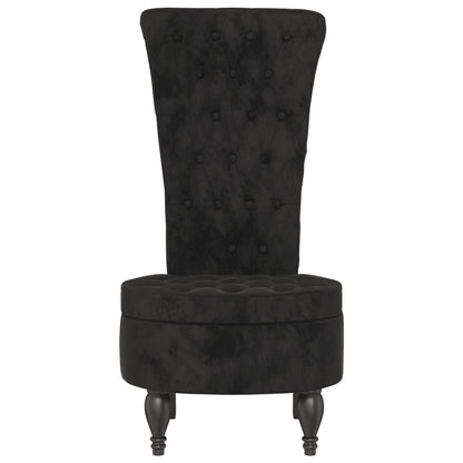 Sedia con Schienale Alto Design con Bottoni in Velluto Nero - homemem39