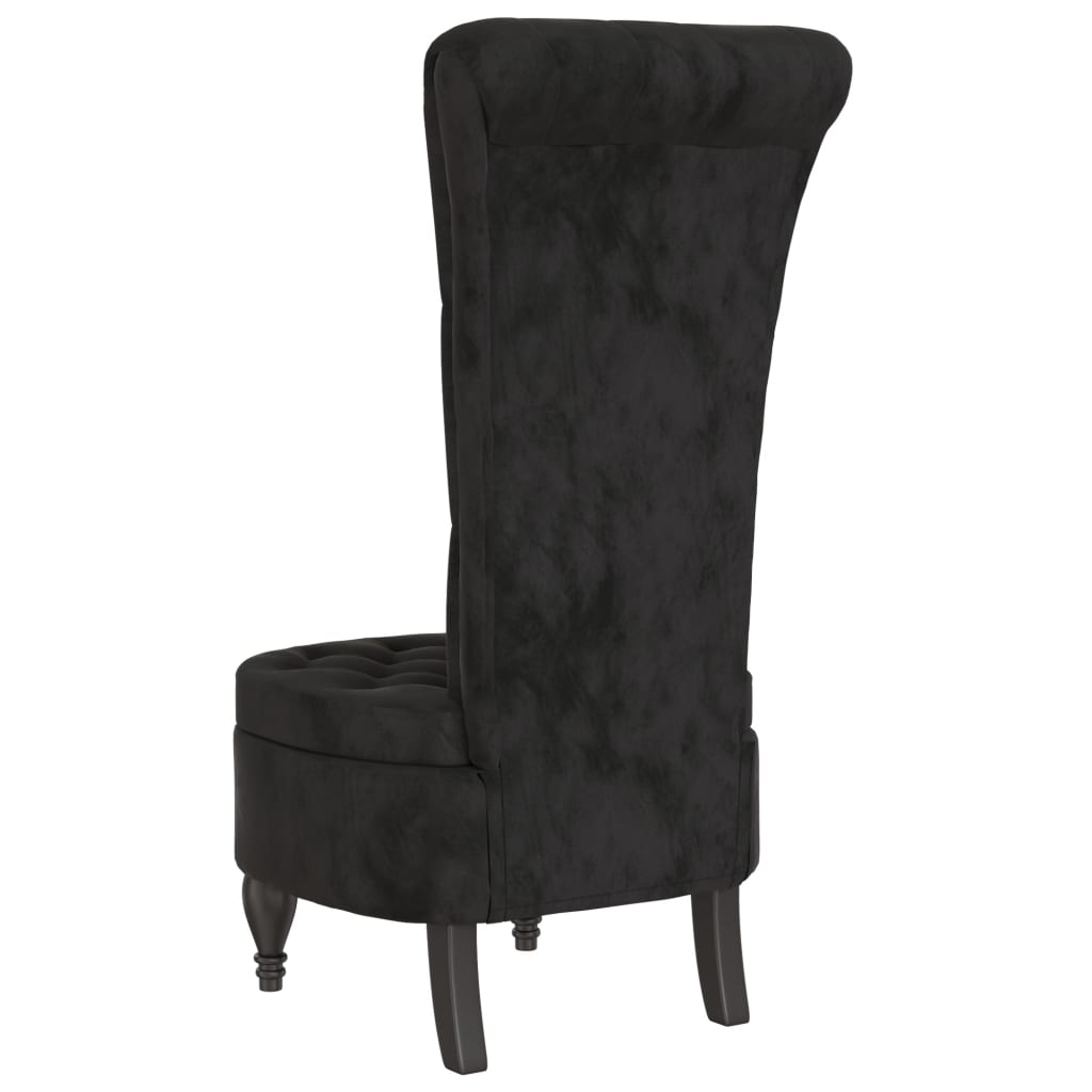 Sedia con Schienale Alto Design con Bottoni in Velluto Nero - homemem39