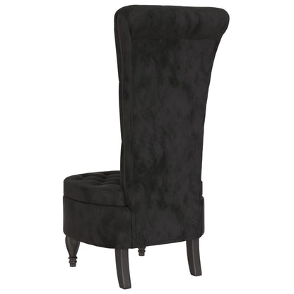 Sedia con Schienale Alto Design con Bottoni in Velluto Nero - homemem39