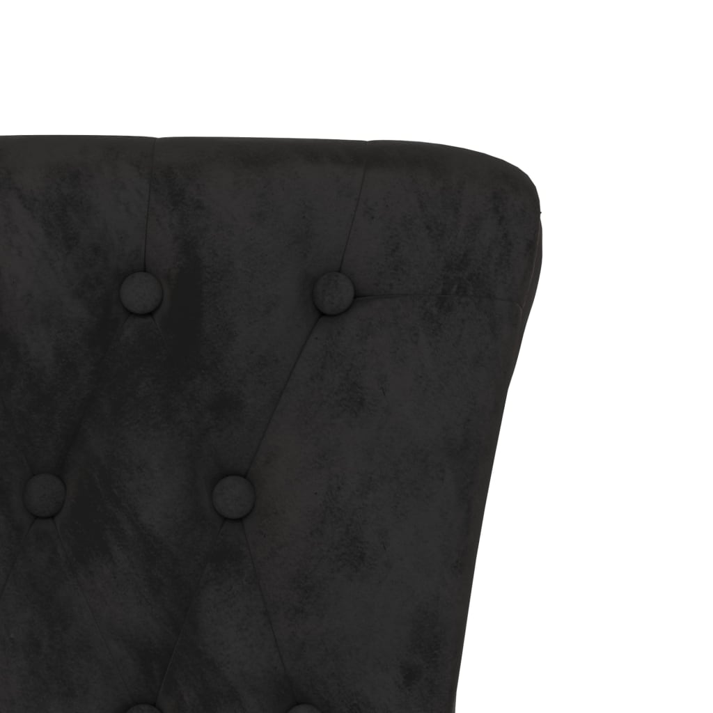 Sedia con Schienale Alto Design con Bottoni in Velluto Nero - homemem39