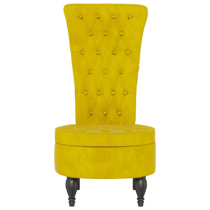 Sedia con Schienale Alto Design con Bottoni in Velluto Giallo - homemem39