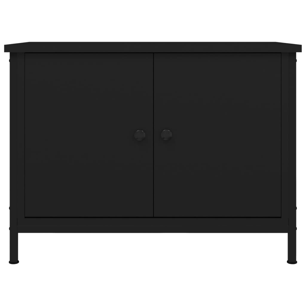Mobile Porta TV con Ante Nero 60x35x45 cm in Legno Multistrato