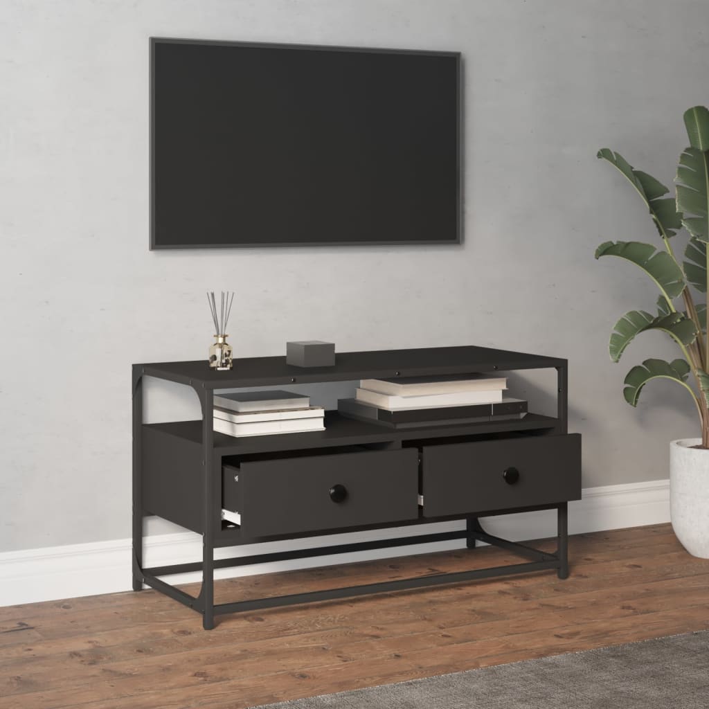 Mobile Porta TV Nero 80x35x45 cm in Legno Multistrato