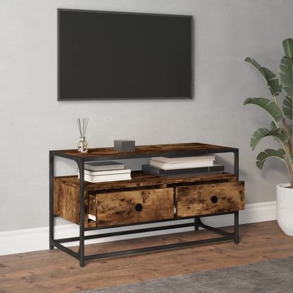 Mobile Porta TV Rovere Fumo 80x35x45 cm in Legno Multistrato