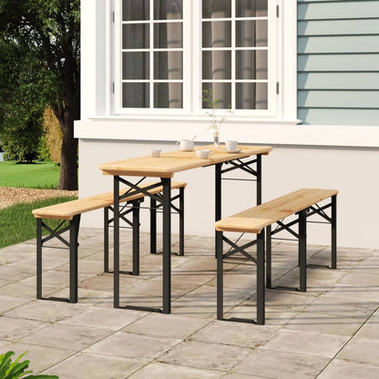 Set Tavolo Birreria Pieghevole 3 pz in Legno Massello di Abete | homemem39