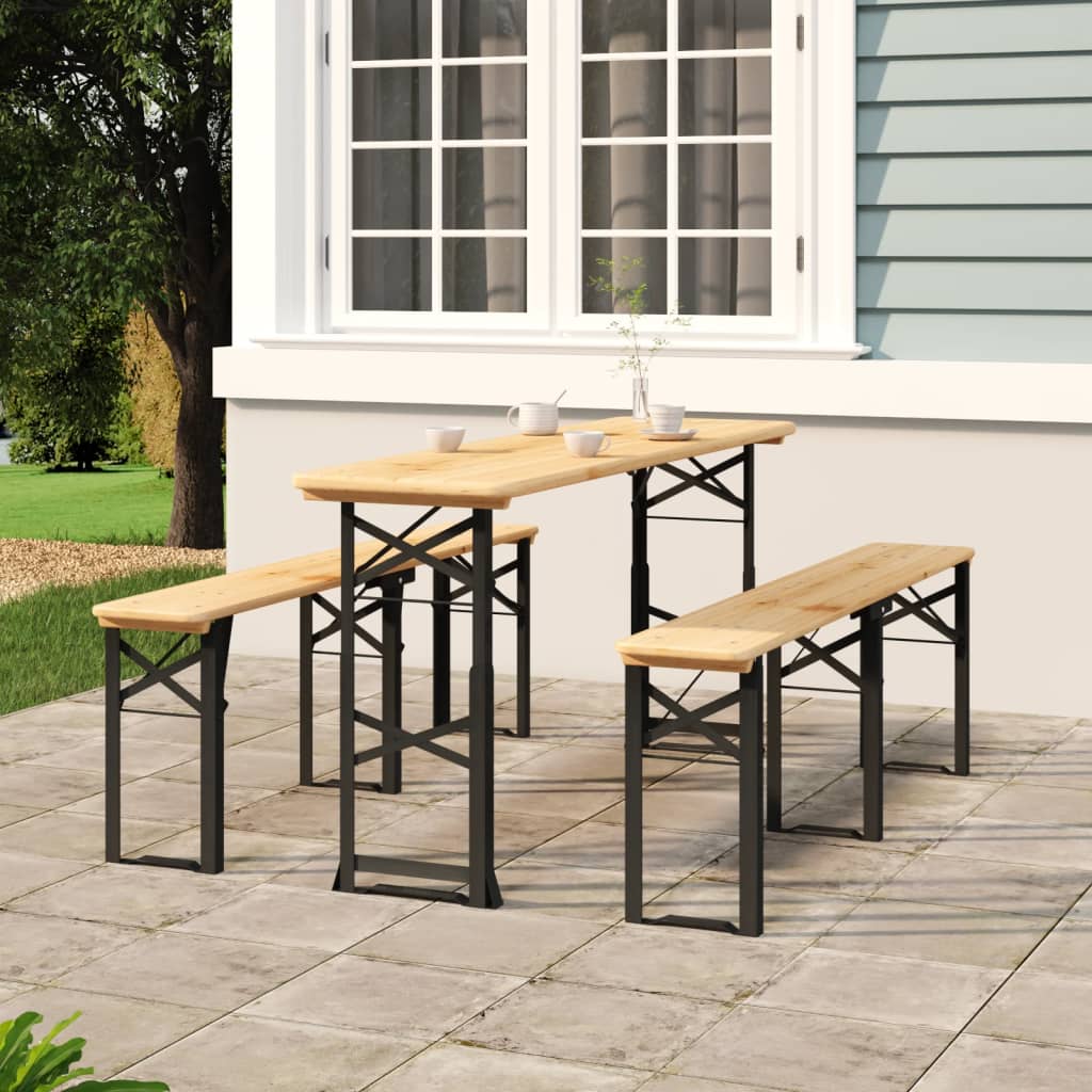 Tavolo Pieghevole Birreria 170x50x75/105cm Legno Massello Abete | homemem39