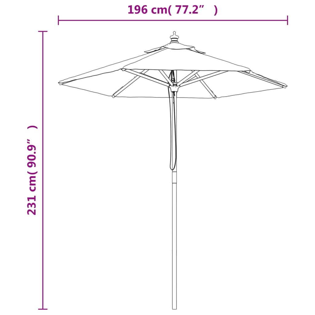 Ombrellone da Giardino con Palo in Legno Bordeaux 196x231 cm | homemem39