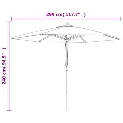 Ombrellone da Giardino con Palo in Legno Verde 299x240 cm | homemem39