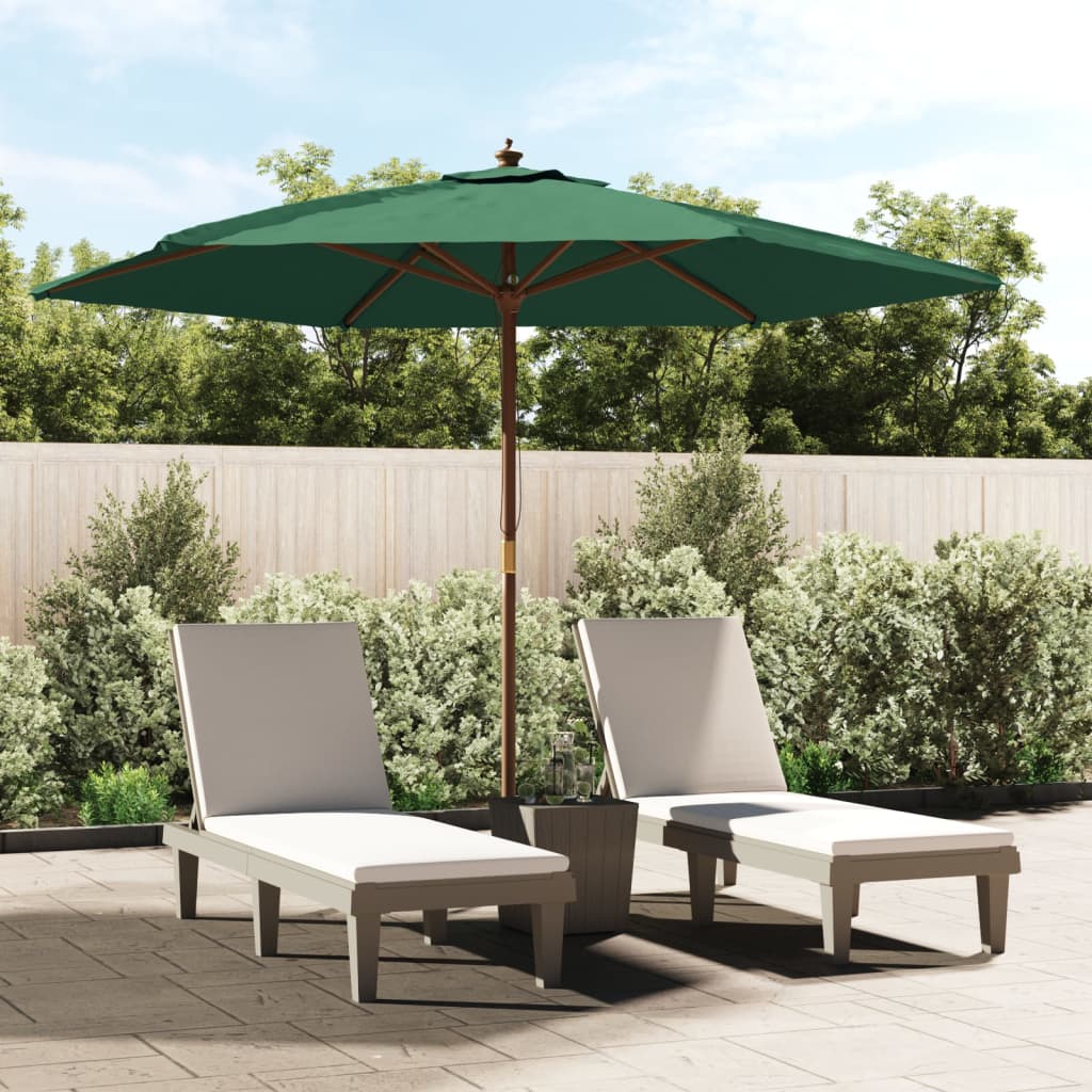 Ombrellone da Giardino con Palo in Legno Verde 299x240 cm - homemem39