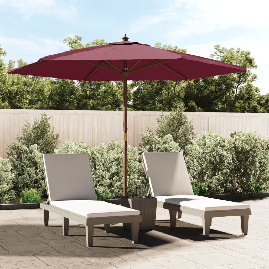 Ombrellone da Giardino con Palo in Legno Bordeaux 299x240 cm | homemem39