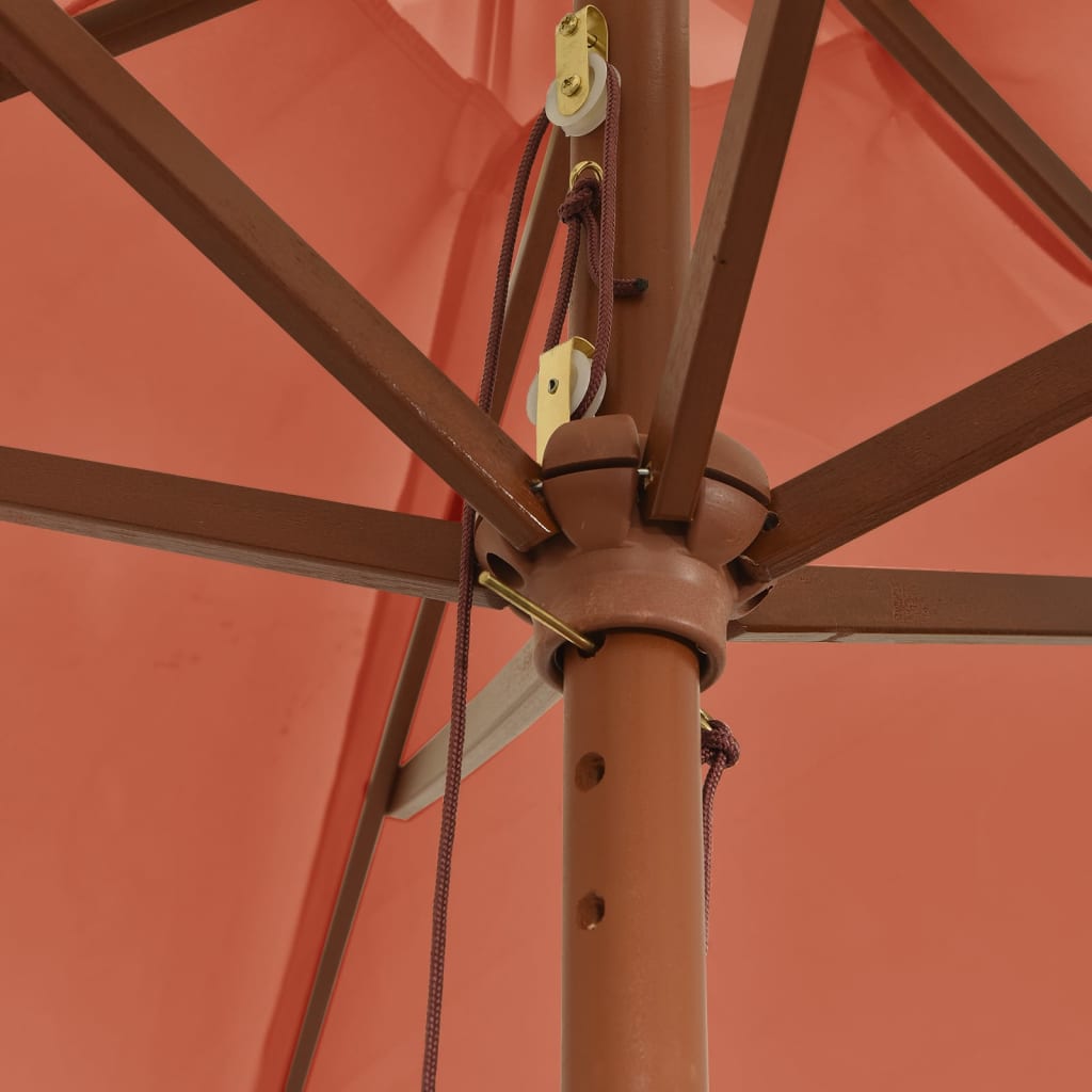Ombrellone da Giardino con Palo in Legno Terracotta 299x240 cm | homemem39