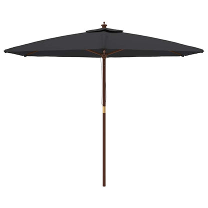 Ombrellone da Giardino con Palo in Legno Nero 299x240 cm | homemem39