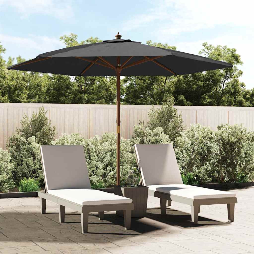Ombrellone da Giardino con Palo in Legno Nero 299x240 cm | homemem39