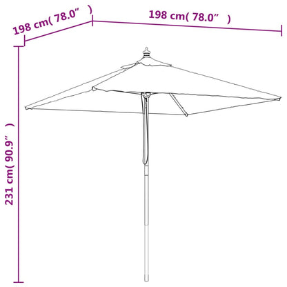 Ombrellone Giardino con Palo in Legno Antracite 198x198x231 cm - homemem39