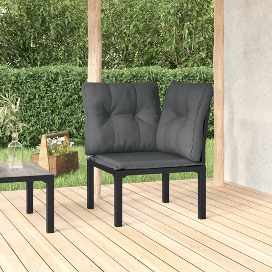 Poltrona Angolare Giardino con Cuscini Polyrattan Nero e Grigio - homemem39